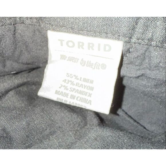 Torrid Size 24 Black Linen Blend Career Pants Business Casual Pockets Wide Leg - Picture 3 of 3